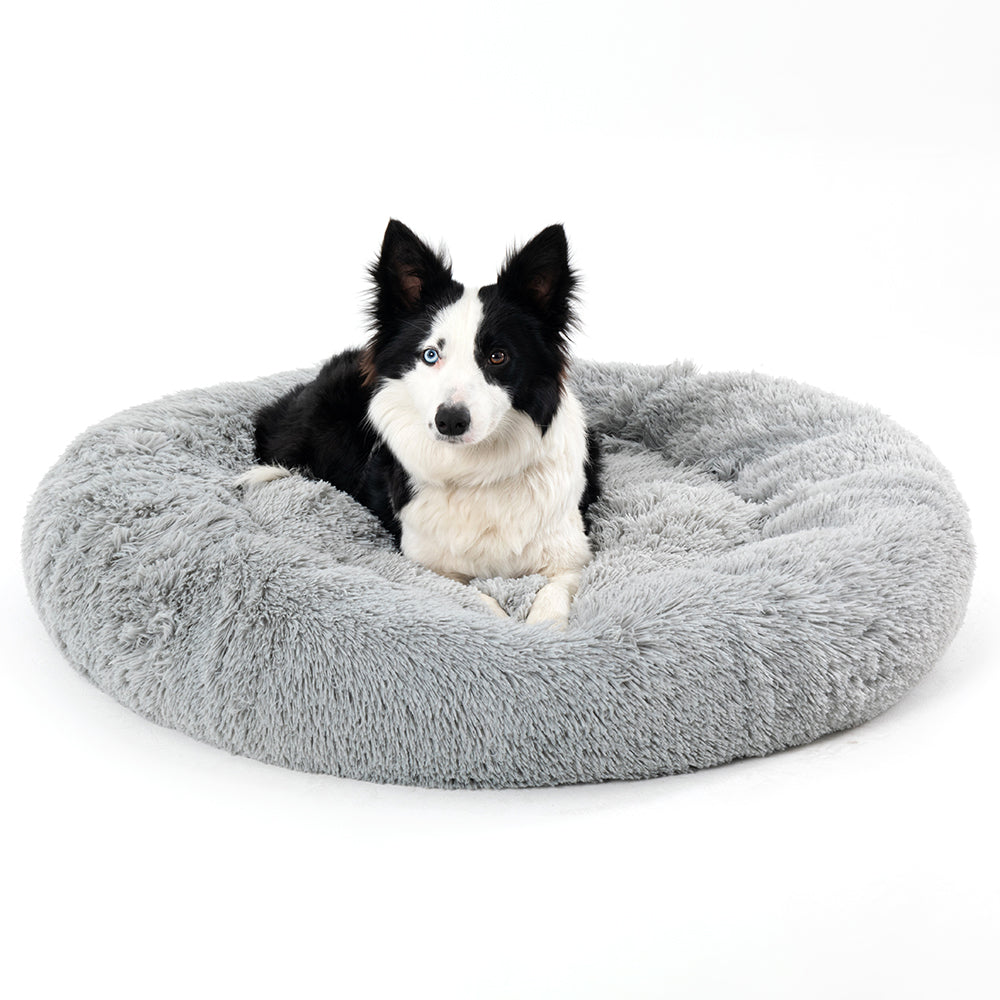 Premium Plush Donut Pet Bed - Comfortable and Washable Cushion for Dogs and Cats in Various Sizes