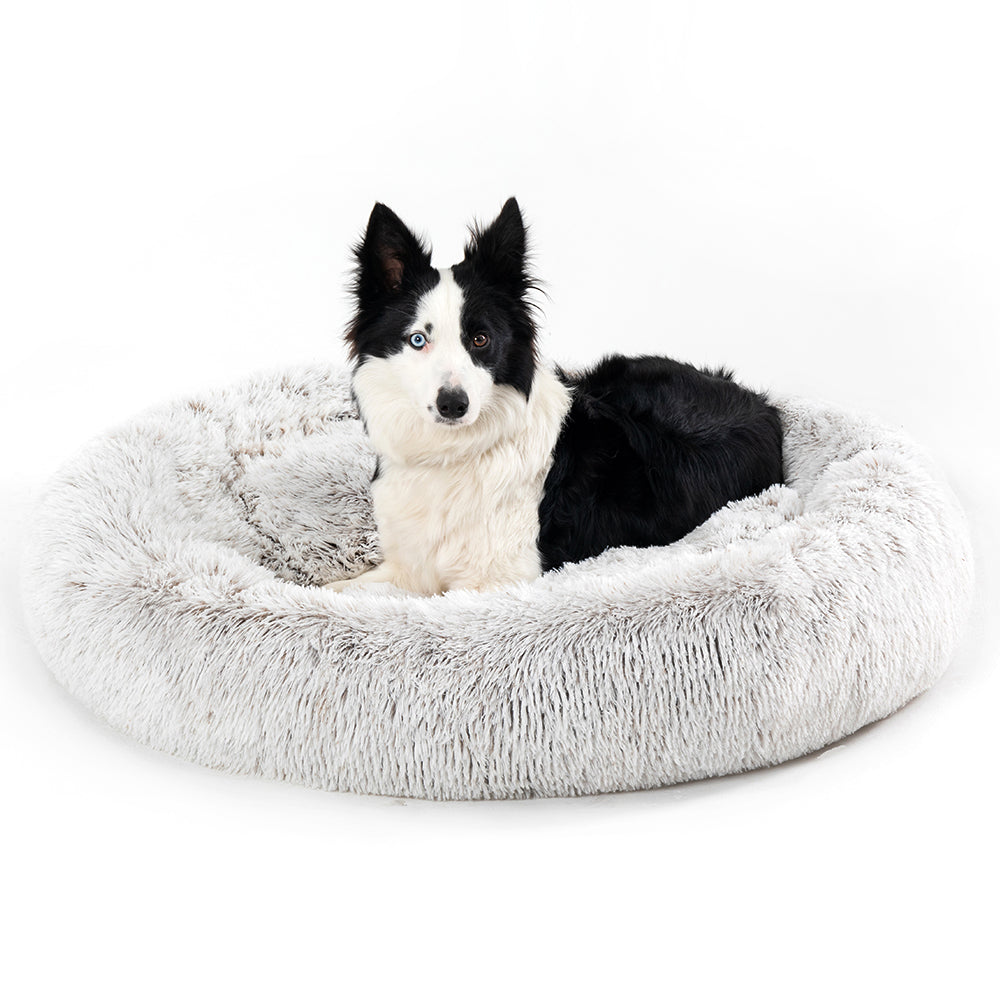 Premium Plush Donut Pet Bed - Comfortable and Washable Cushion for Dogs and Cats in Various Sizes