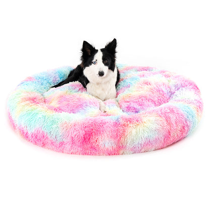 Premium Plush Donut Pet Bed - Comfortable and Washable Cushion for Dogs and Cats in Various Sizes