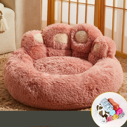 Premium Plush Dog Bed - Cozy Winter Large Pet Sofa with Kennel Mat and Blanket Accessories for Dogs and Cats