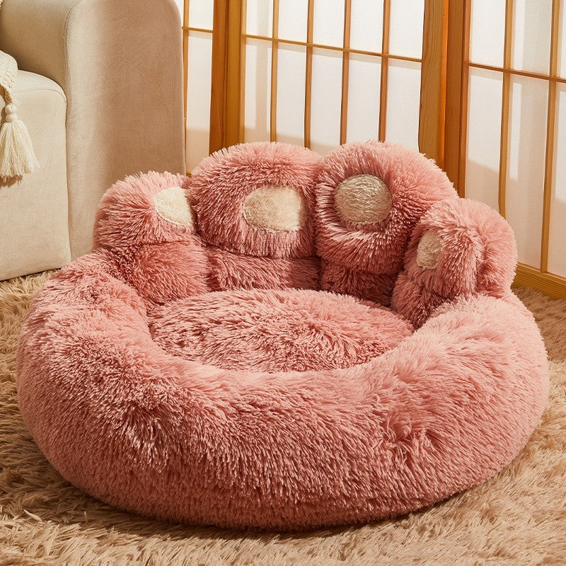 Premium Plush Dog Bed - Cozy Winter Large Pet Sofa with Kennel Mat and Blanket Accessories for Dogs and Cats