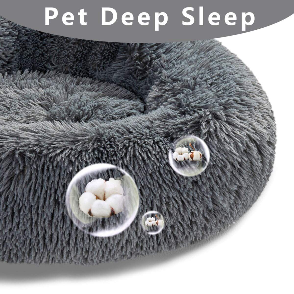 Premium Plush Donut Pet Bed - Comfortable and Washable Cushion for Dogs and Cats in Various Sizes