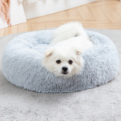 Premium Plush Donut Pet Bed - Comfortable and Washable Cushion for Dogs and Cats in Various Sizes