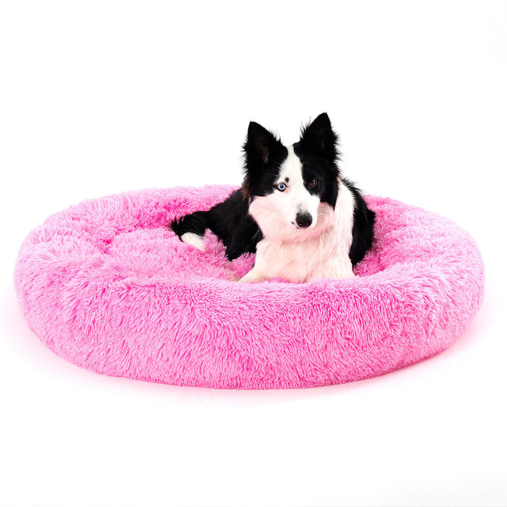 Premium Plush Donut Pet Bed - Comfortable and Washable Cushion for Dogs and Cats in Various Sizes