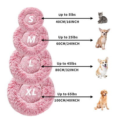 Premium Plush Donut Pet Bed - Comfortable and Washable Cushion for Dogs and Cats in Various Sizes