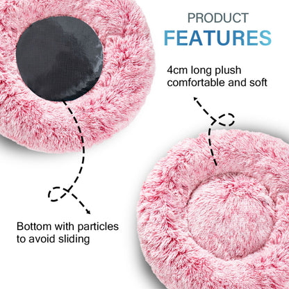 Premium Plush Donut Pet Bed - Comfortable and Washable Cushion for Dogs and Cats in Various Sizes