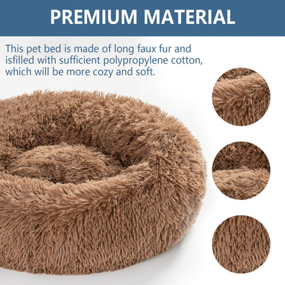Premium Plush Donut Pet Bed - Comfortable and Washable Cushion for Dogs and Cats in Various Sizes