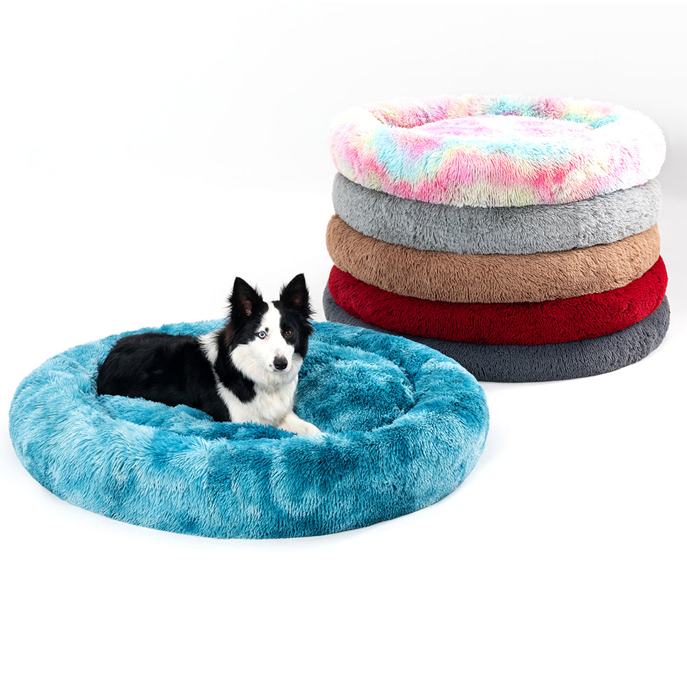 Premium Plush Donut Pet Bed - Comfortable and Washable Cushion for Dogs and Cats in Various Sizes