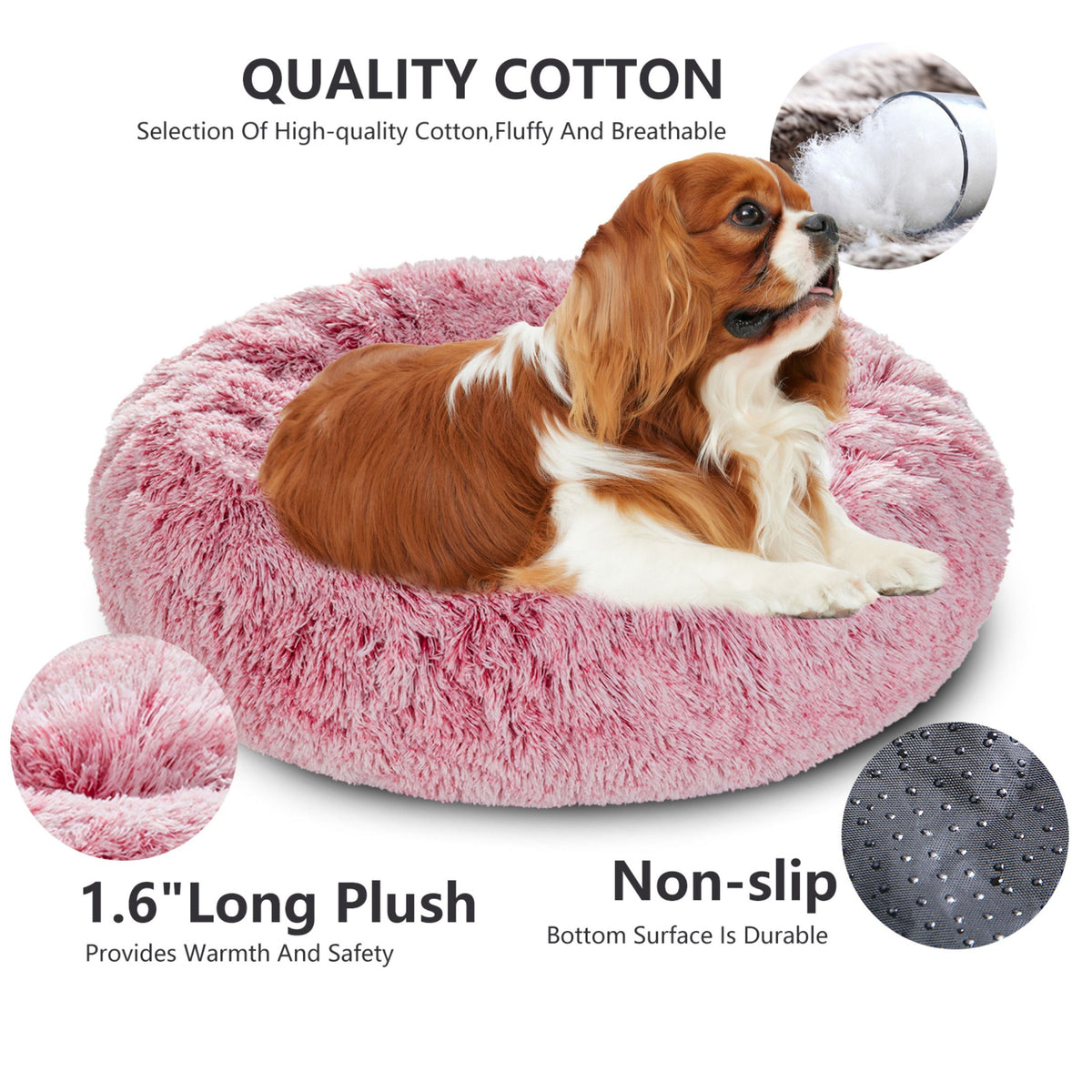 Premium Plush Donut Pet Bed - Comfortable and Washable Cushion for Dogs and Cats in Various Sizes