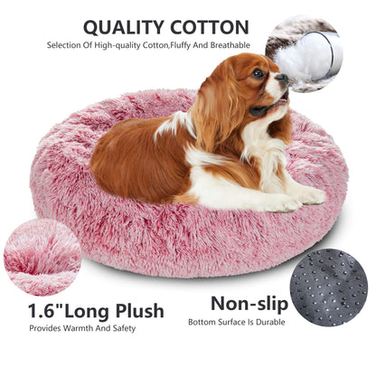 Premium Plush Donut Pet Bed - Comfortable and Washable Cushion for Dogs and Cats in Various Sizes