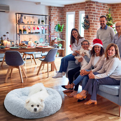 Premium Plush Donut Pet Bed - Comfortable and Washable Cushion for Dogs and Cats in Various Sizes