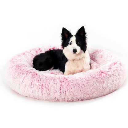 Premium Plush Donut Pet Bed - Comfortable and Washable Cushion for Dogs and Cats in Various Sizes