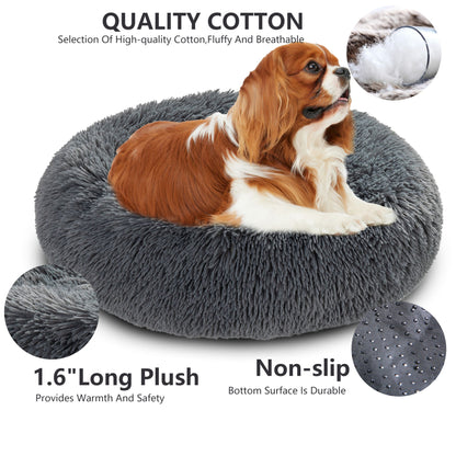 Premium Plush Donut Pet Bed - Comfortable and Washable Cushion for Dogs and Cats in Various Sizes