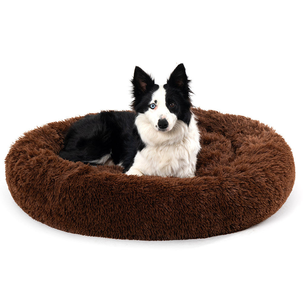 Premium Plush Donut Pet Bed - Comfortable and Washable Cushion for Dogs and Cats in Various Sizes
