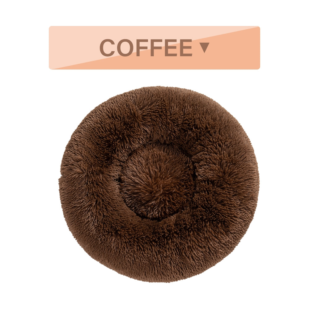 Premium Plush Donut Pet Bed - Comfortable and Washable Cushion for Dogs and Cats in Various Sizes