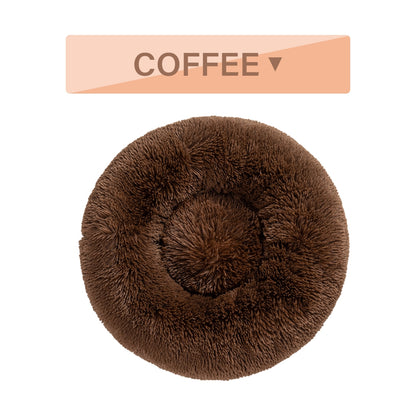 Premium Plush Donut Pet Bed - Comfortable and Washable Cushion for Dogs and Cats in Various Sizes
