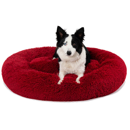 Premium Plush Donut Pet Bed - Comfortable and Washable Cushion for Dogs and Cats in Various Sizes